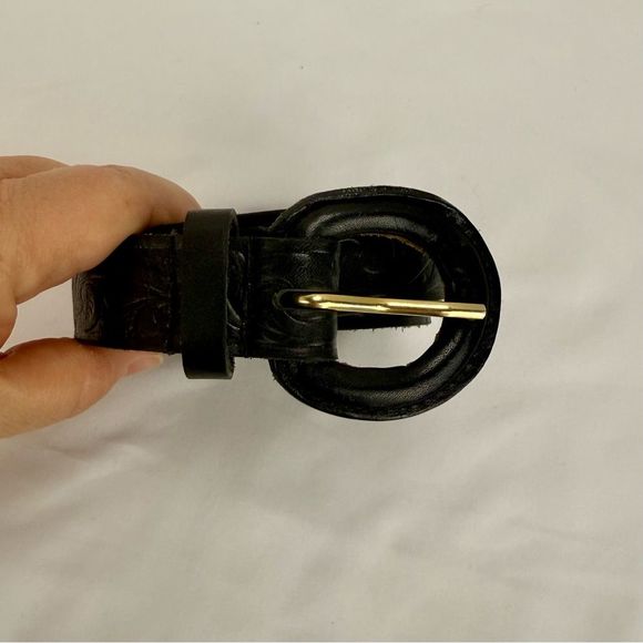 Leather Belt Classic Tooled,โ Size 36โ, Black, Timeless Classic, Staple Piece - Picture 2 of 9